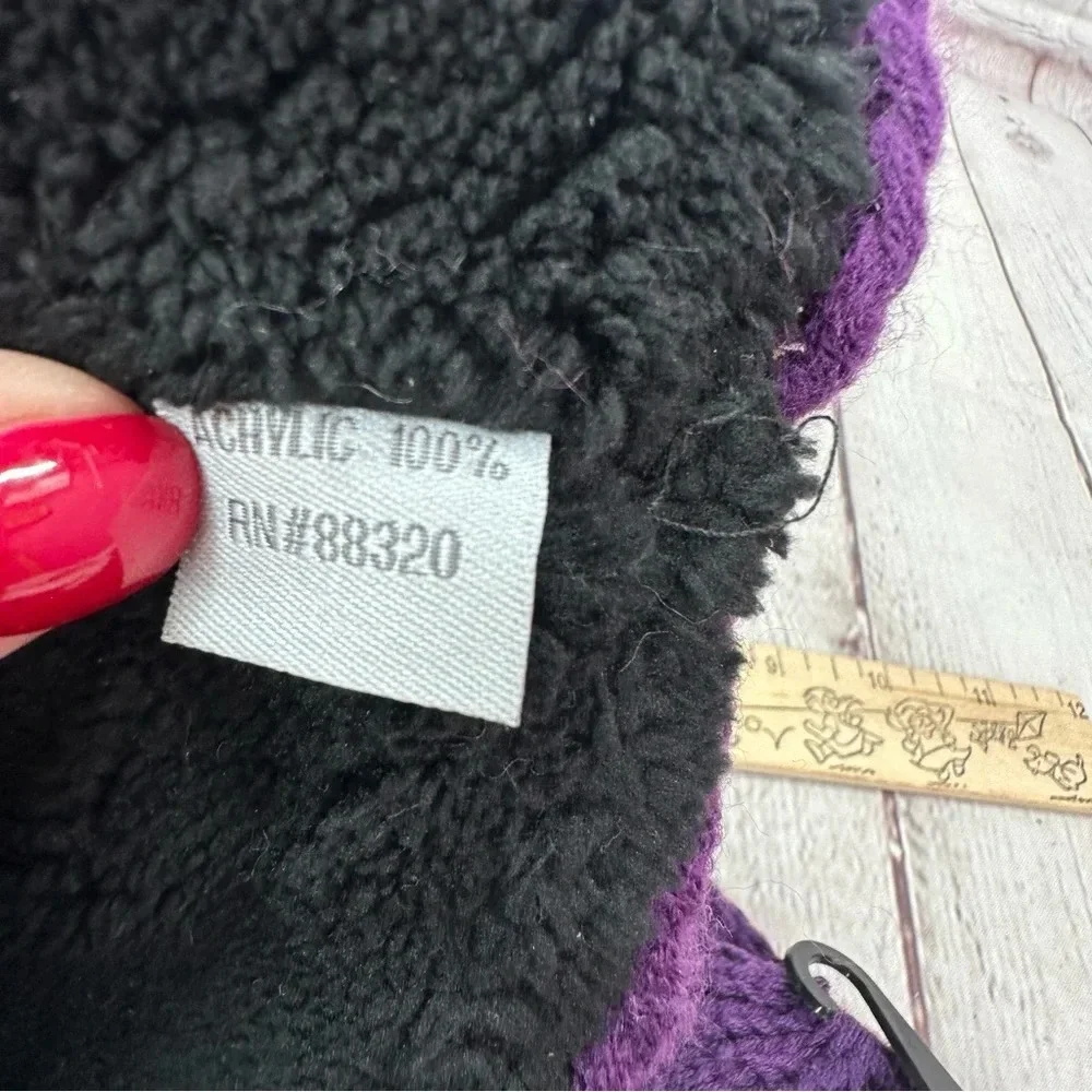 NWT boutique C.C. beanie and headband deep purple kids messy bun beanie tail